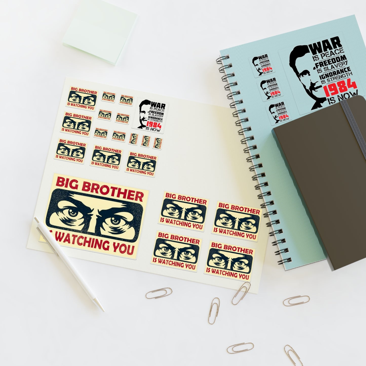 Big Brother Is Watching You - Vinyl Decal - Vintage Orwell 1984 - Sticker Sheet