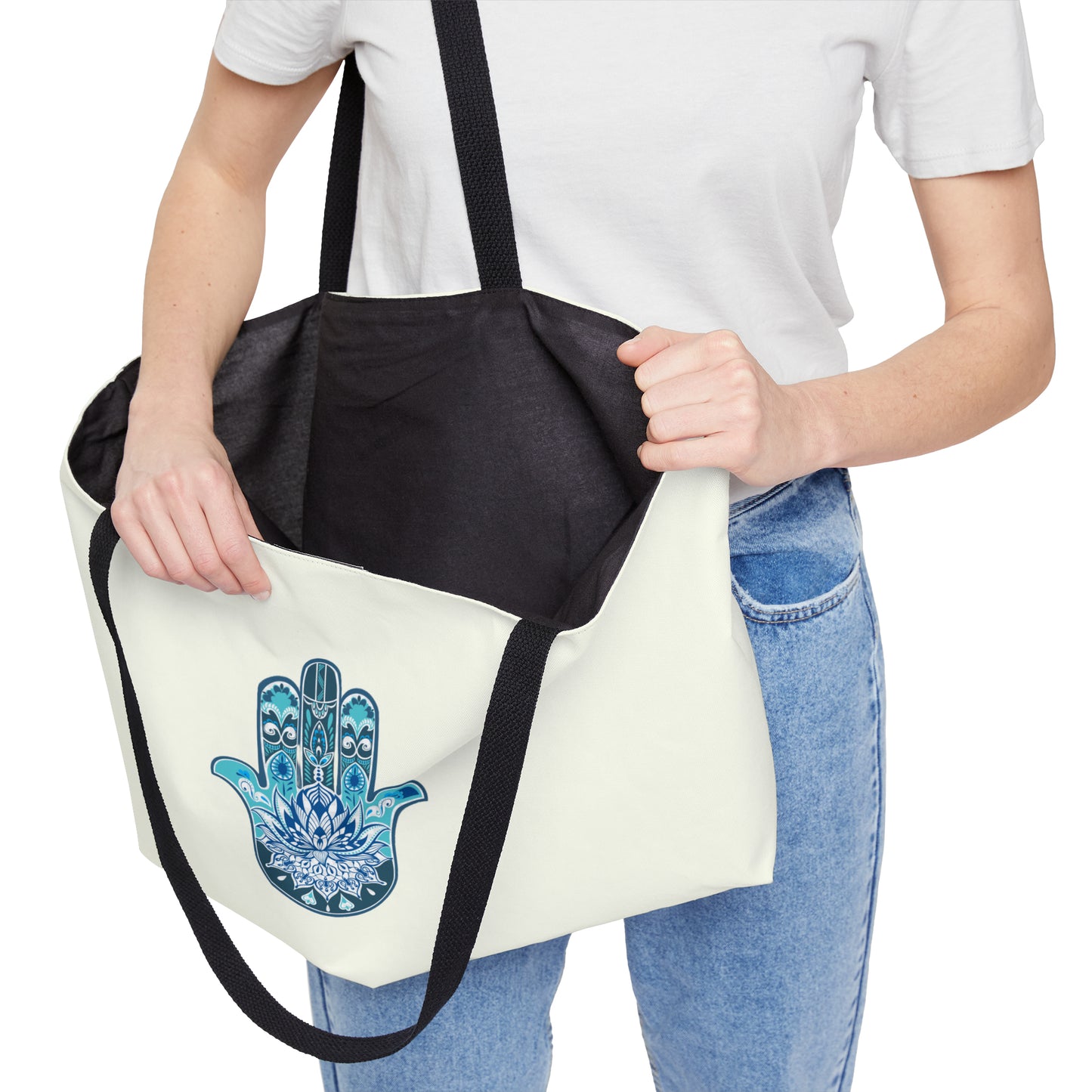 Hamsa - Chamsa - Lotus - Ivory  Big Tote Bag