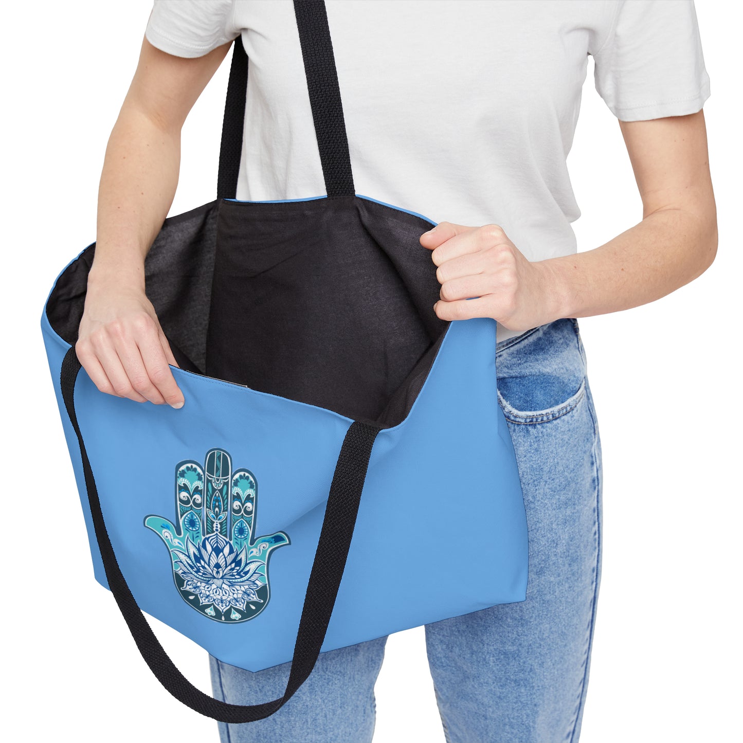 Hamsa - Chamsa - Lotus - Light Blue  Big Tote Bag