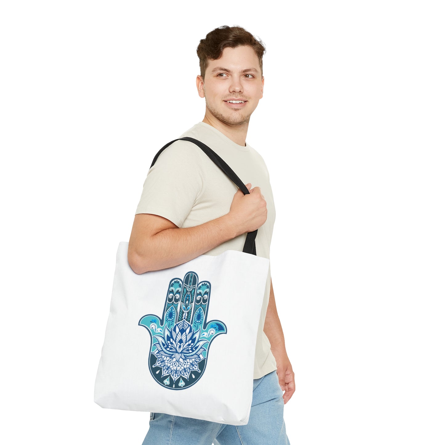 Hamsa - Chamsa - Lotus -  White Tote Bag