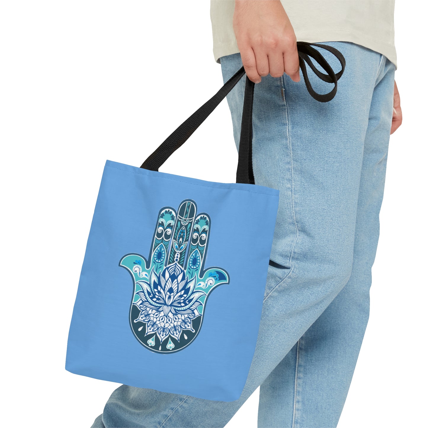 Hamsa - Chamsa - Lotus - Light Blue Tote Bag