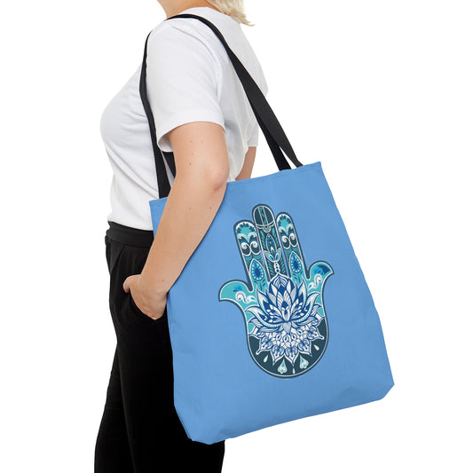 Hamsa - Chamsa - Lotus - Light Blue Tote Bag