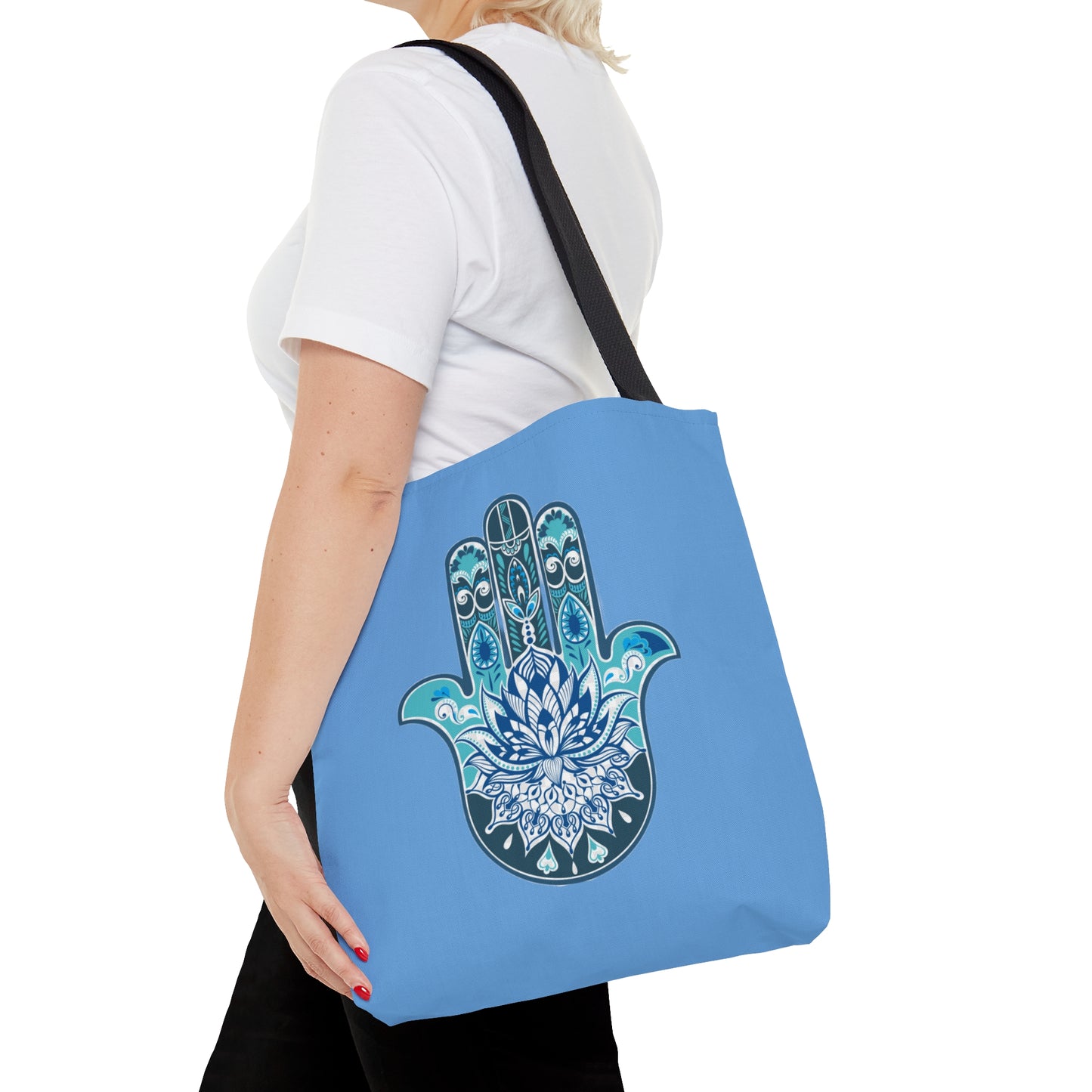 Hamsa - Chamsa - Lotus - Light Blue Tote Bag