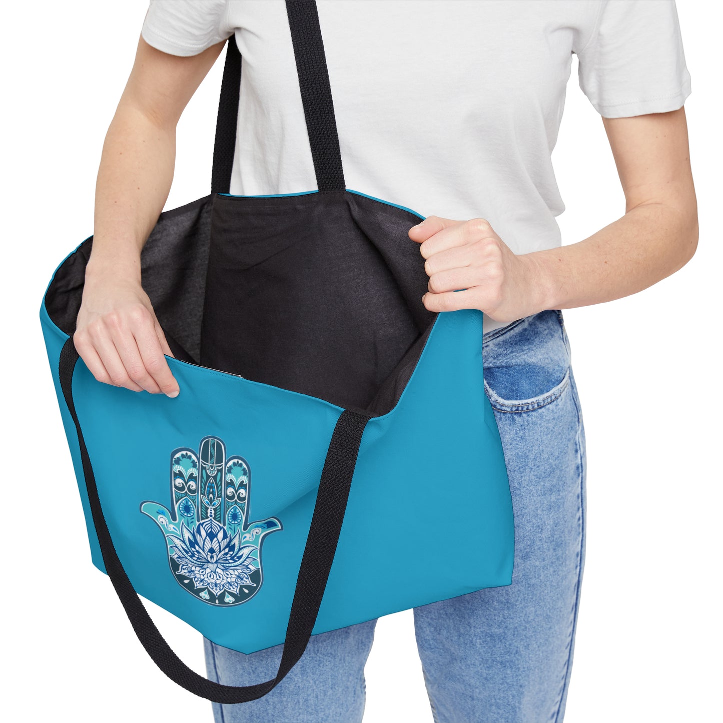 Hamsa - Chamsa - Lotus - Torquise  Big Tote Bag