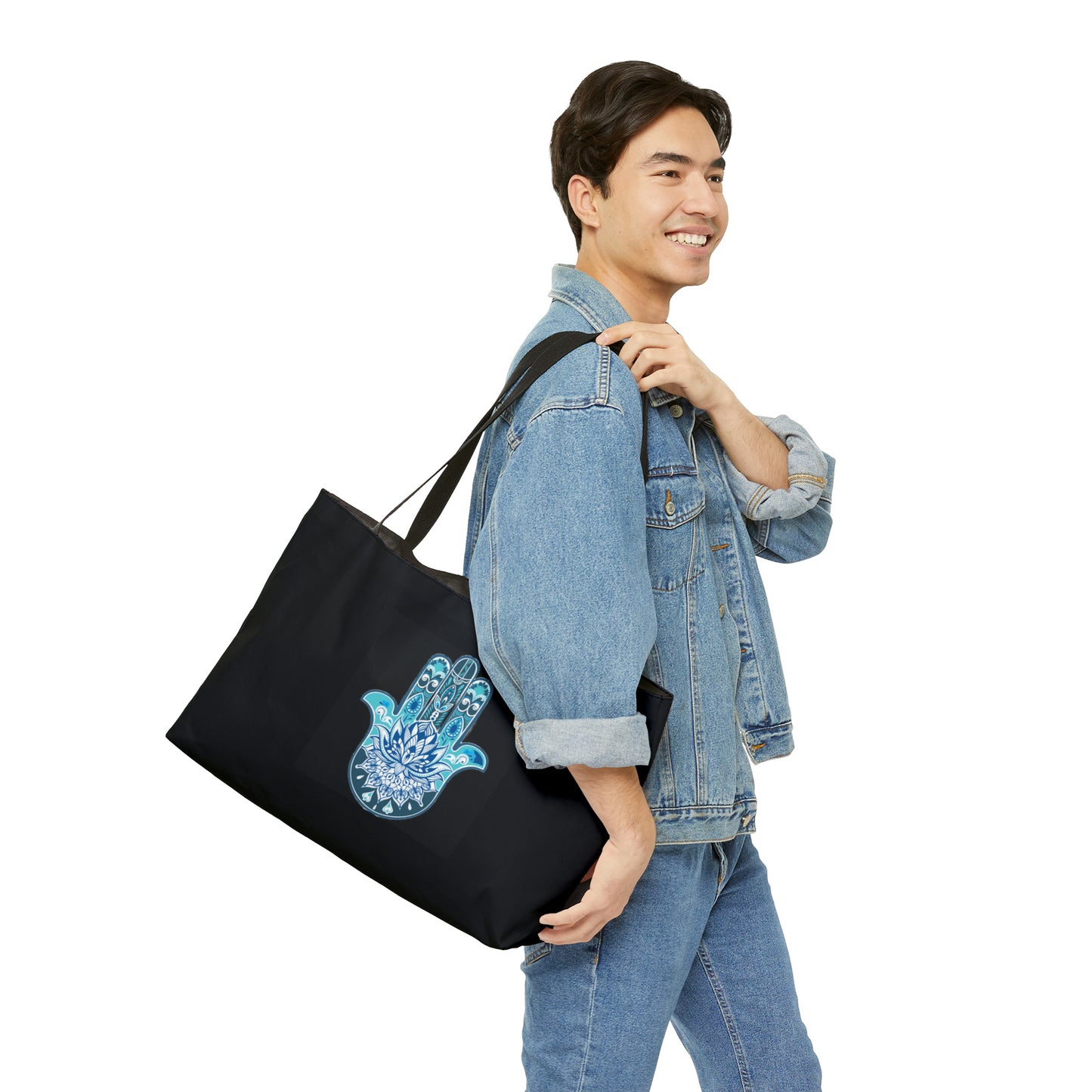 Hamsa - Chamsa - Lotus - Black  Big Tote Bag