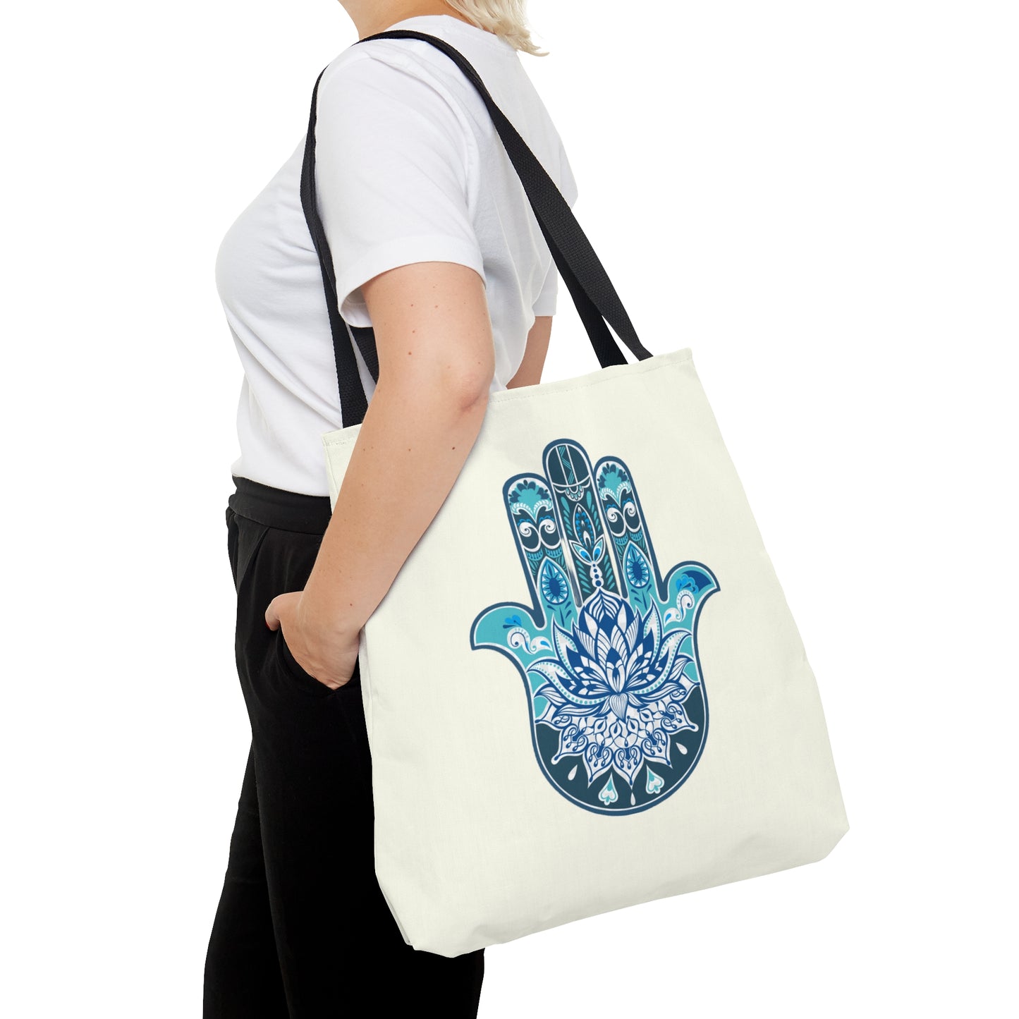 Hamsa - Chamsa - Lotus - Ivory Tote Bag