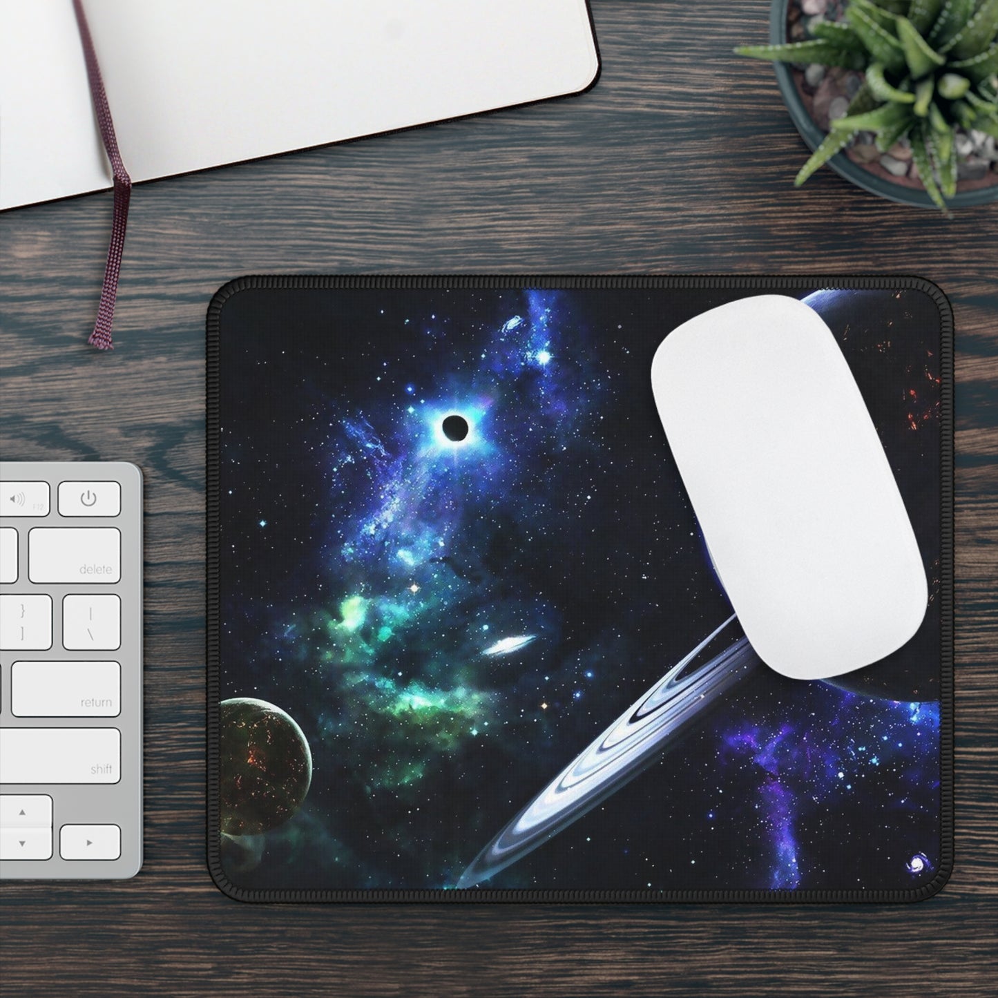 Planets and Black Hole in Deep Space - Gaming Mouse Pad