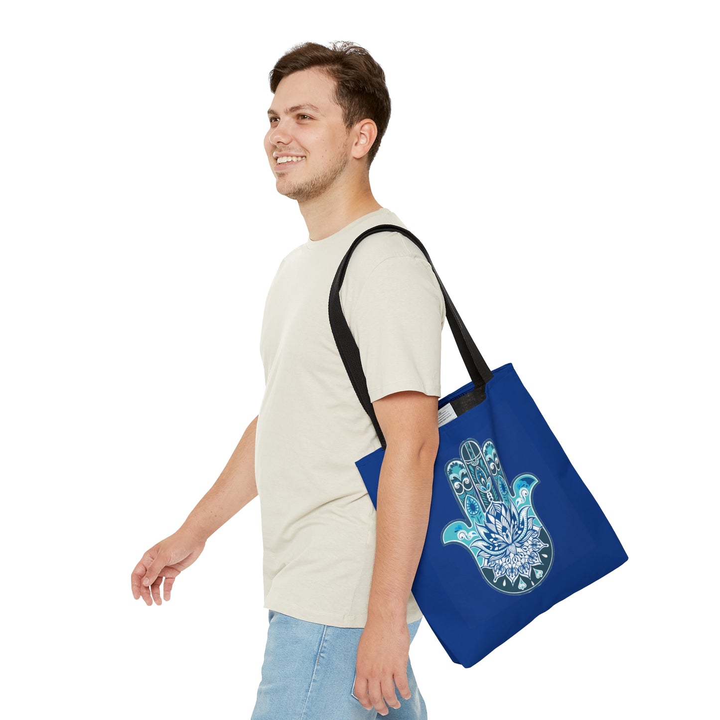 Hamsa - Chamsa - Lotus - Dark Blue Tote Bag