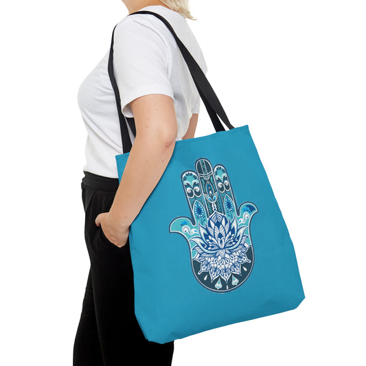 Hamsa - Chamsa - Lotus -Turquoise Tote Bag