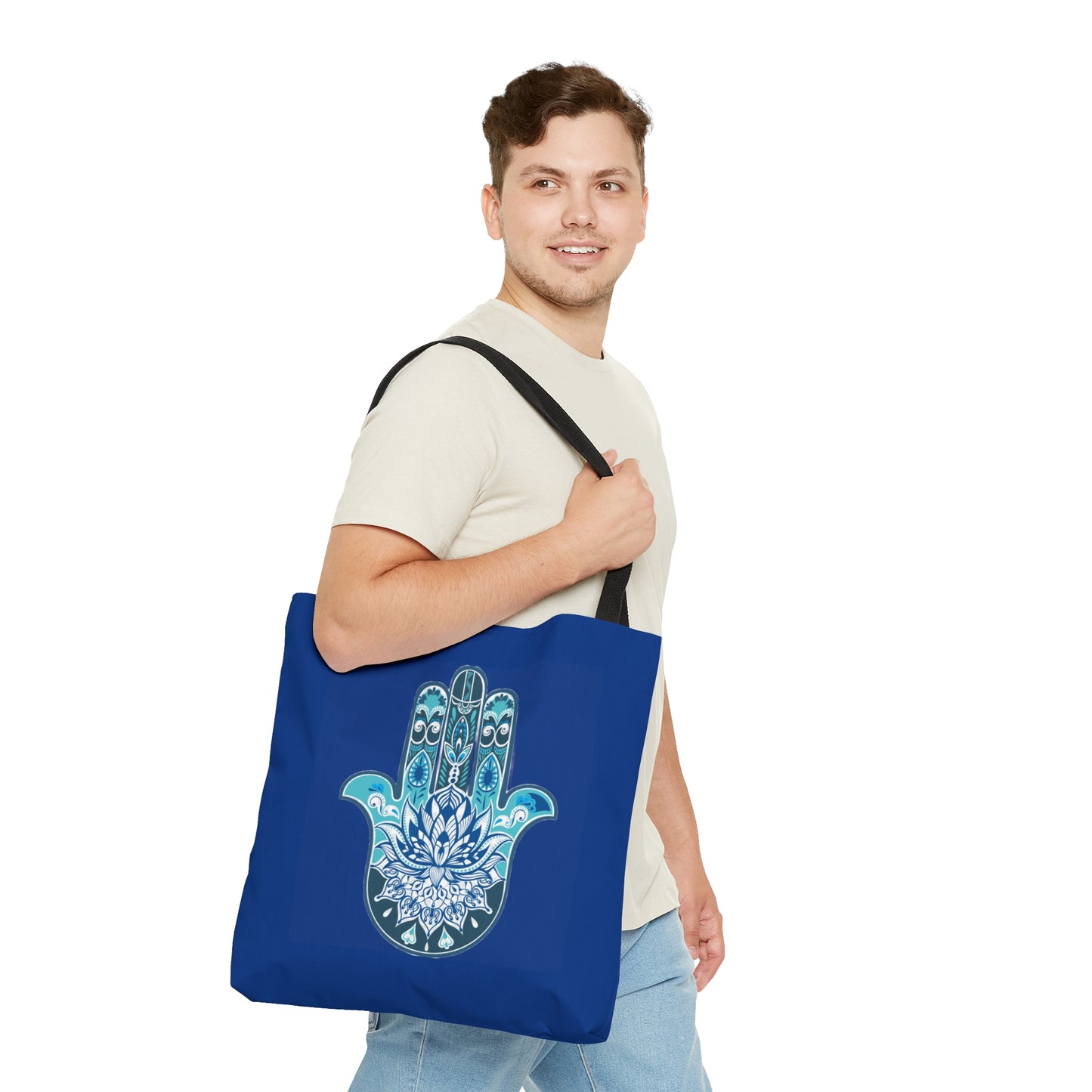 Hamsa - Chamsa - Lotus - Dark Blue Tote Bag