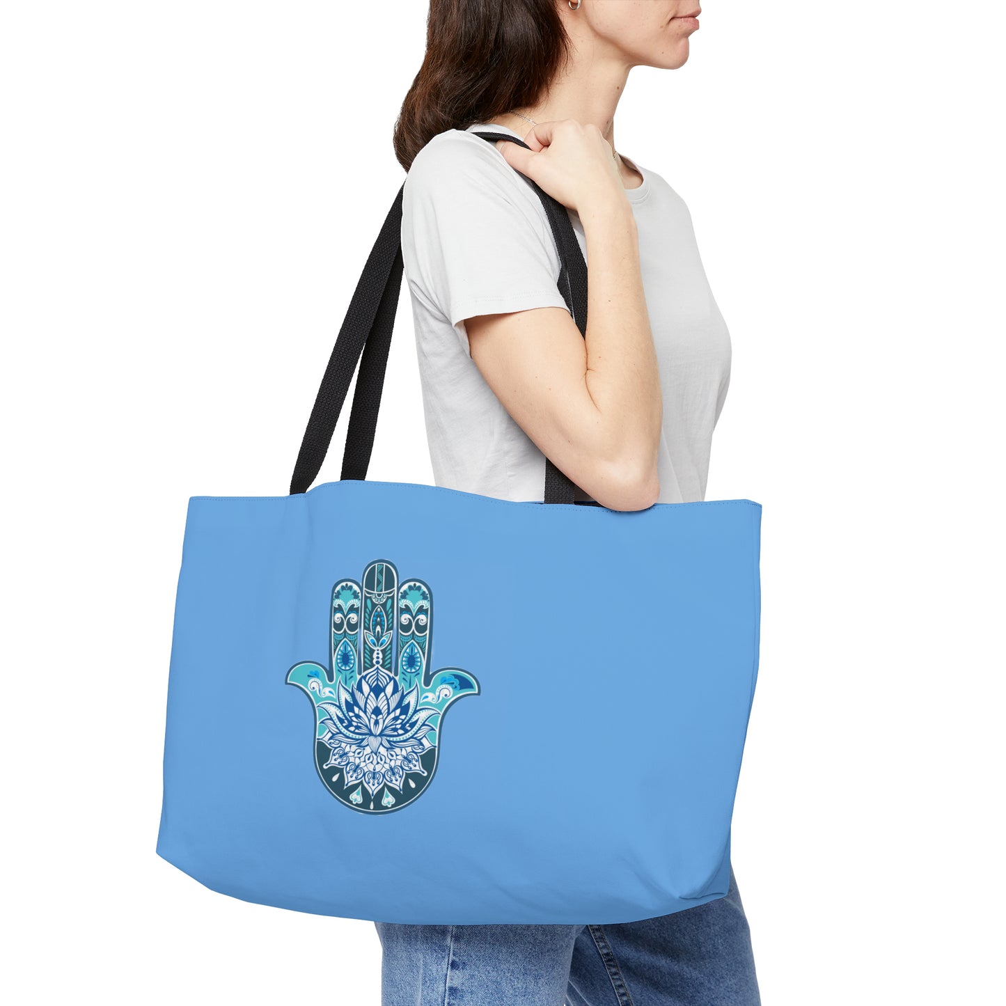 Hamsa - Chamsa - Lotus - Light Blue  Big Tote Bag