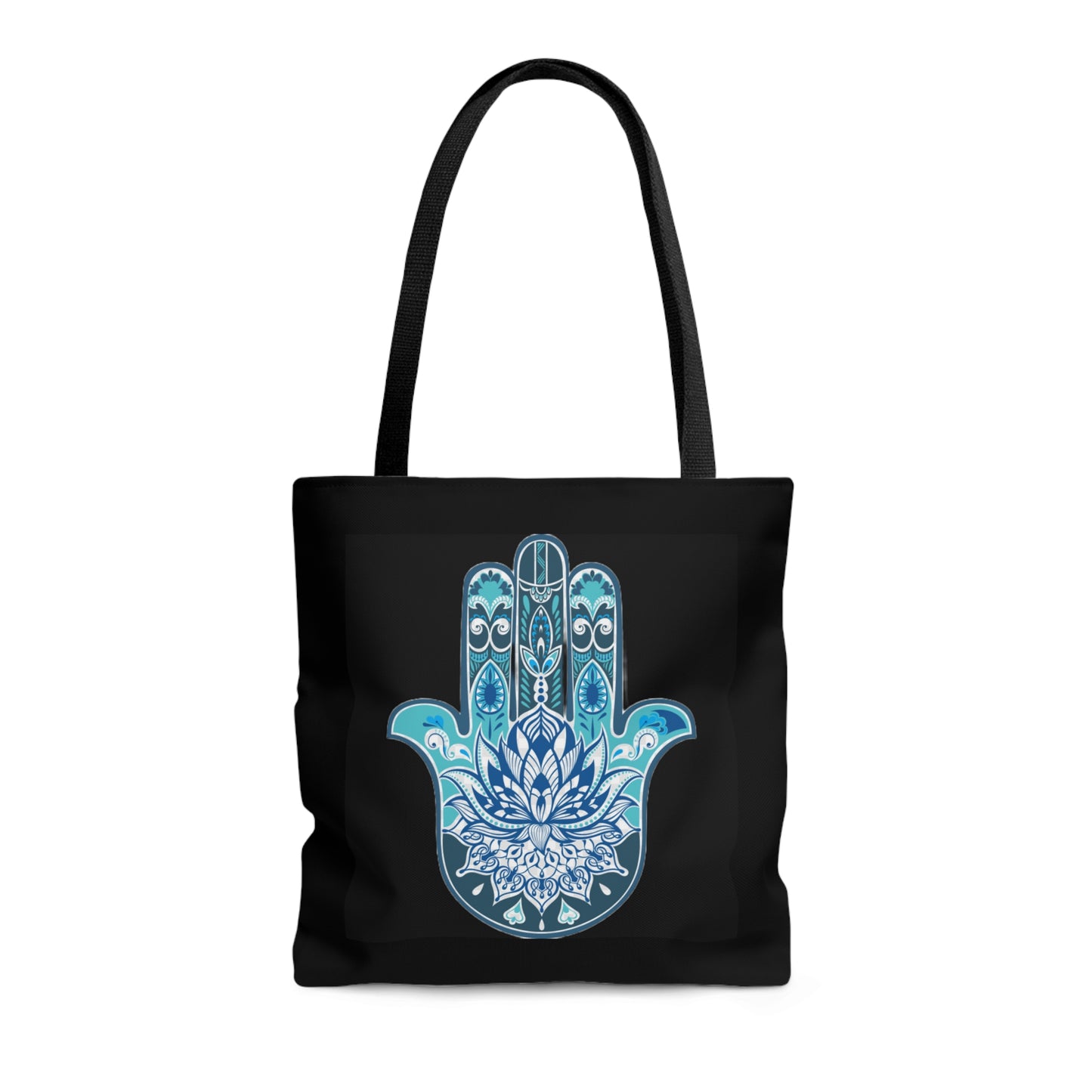 Hamsa - Chamsa - Lotus - Black Tote Bag