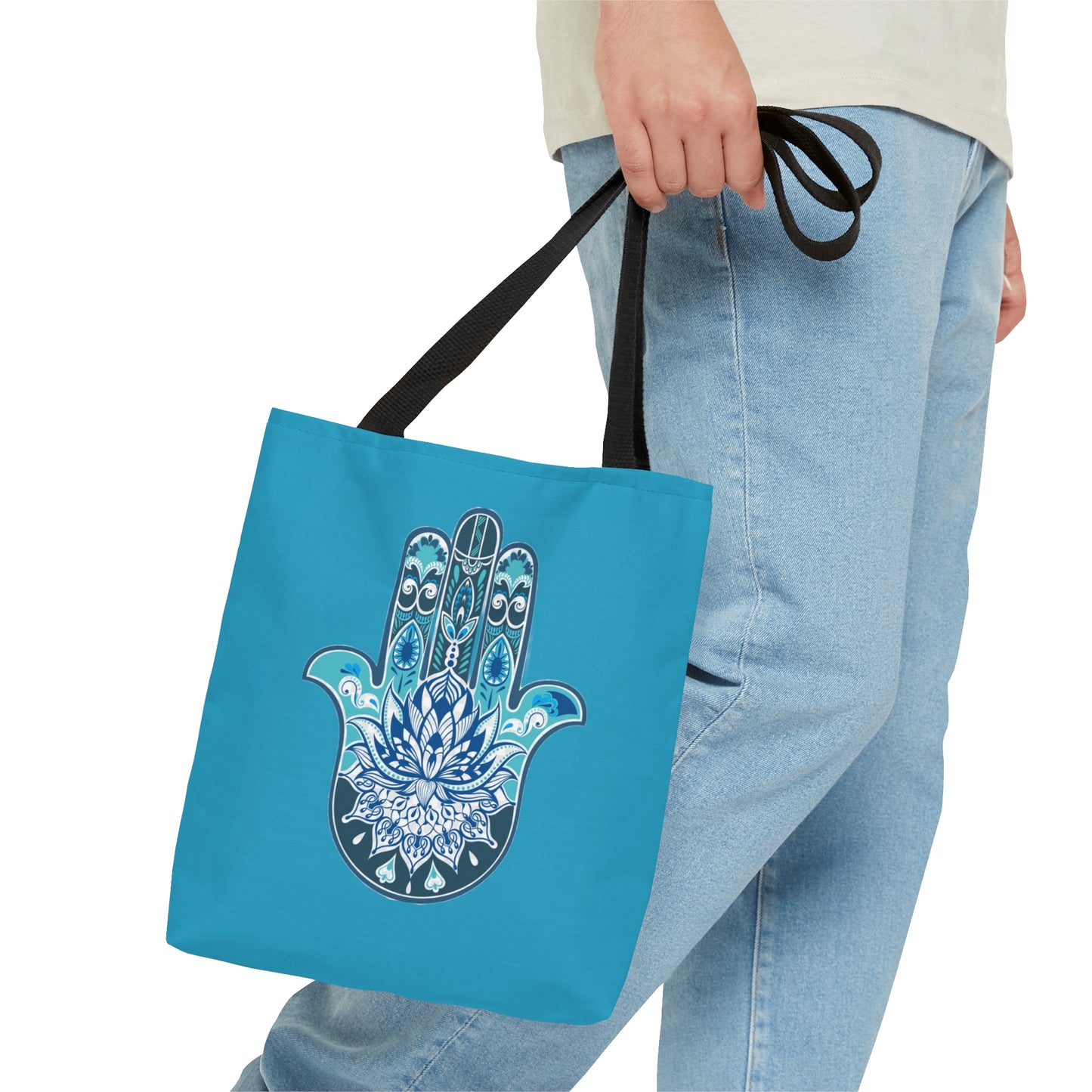 Hamsa - Chamsa - Lotus -Turquoise Tote Bag