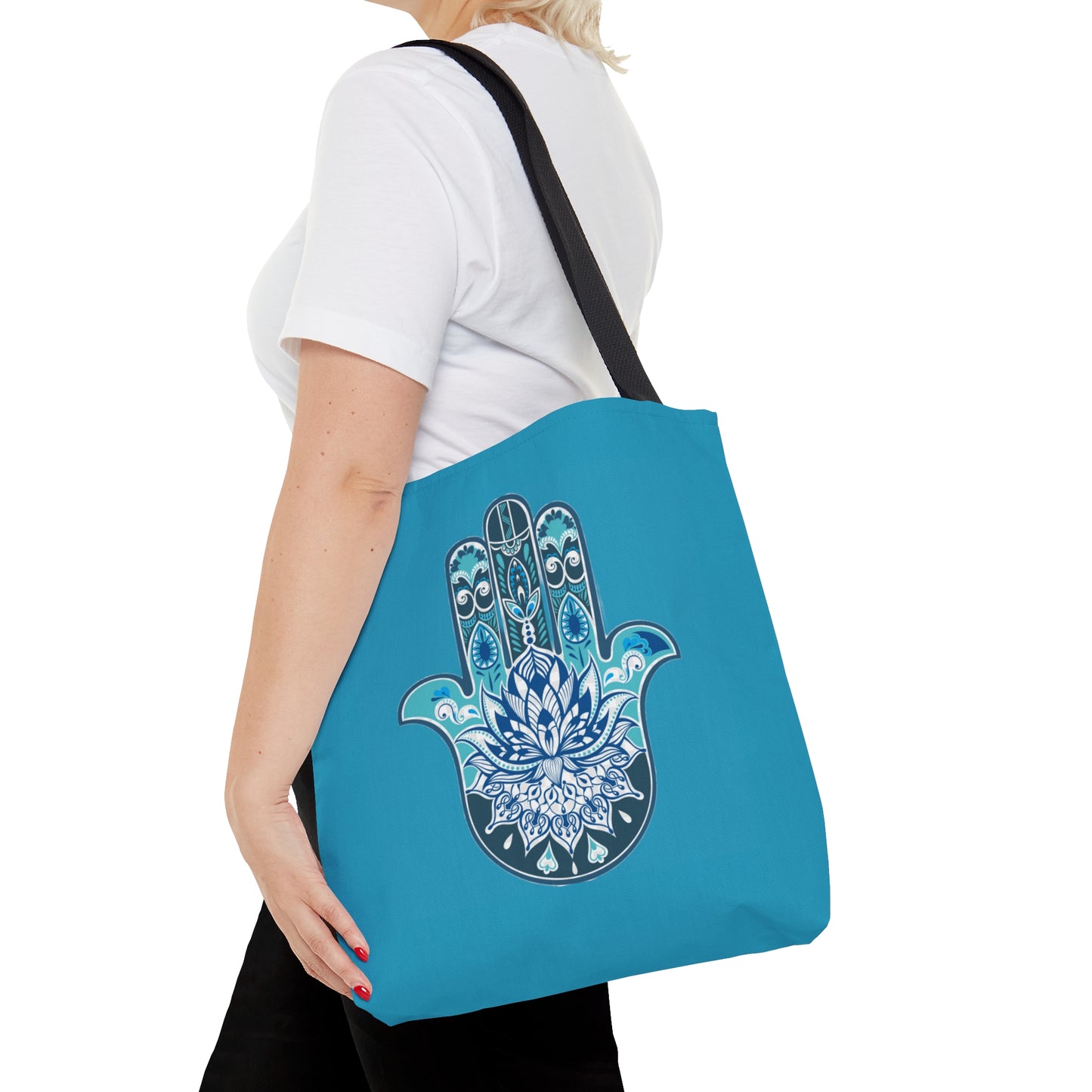 Hamsa - Chamsa - Lotus -Turquoise Tote Bag