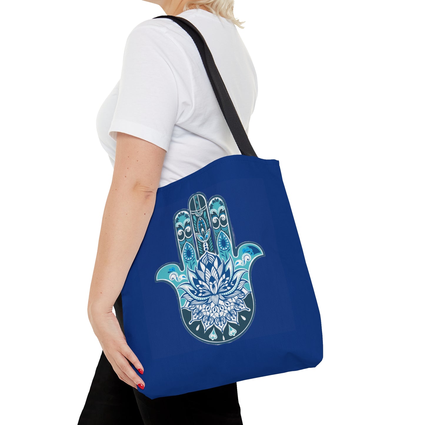 Hamsa - Chamsa - Lotus - Dark Blue Tote Bag