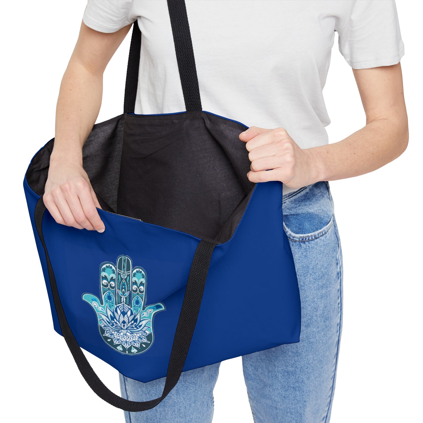 Hamsa - Chamsa - Lotus - Dark Blue  Big Tote Bag