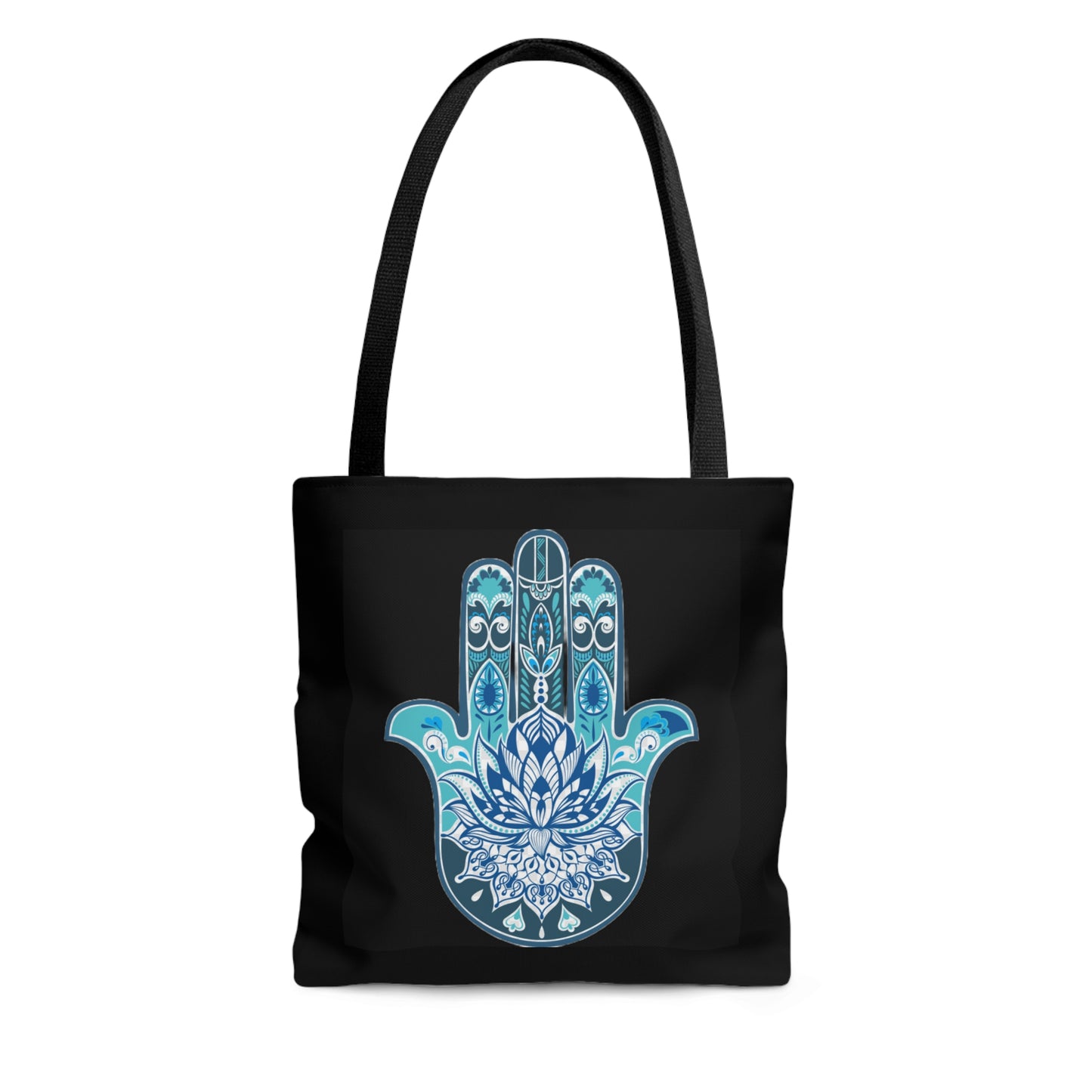 Hamsa - Chamsa - Lotus - Black Tote Bag