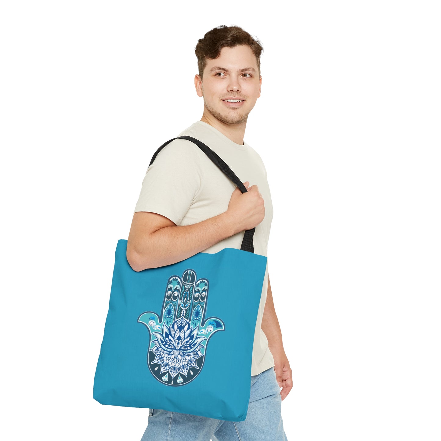 Hamsa - Chamsa - Lotus -Turquoise Tote Bag