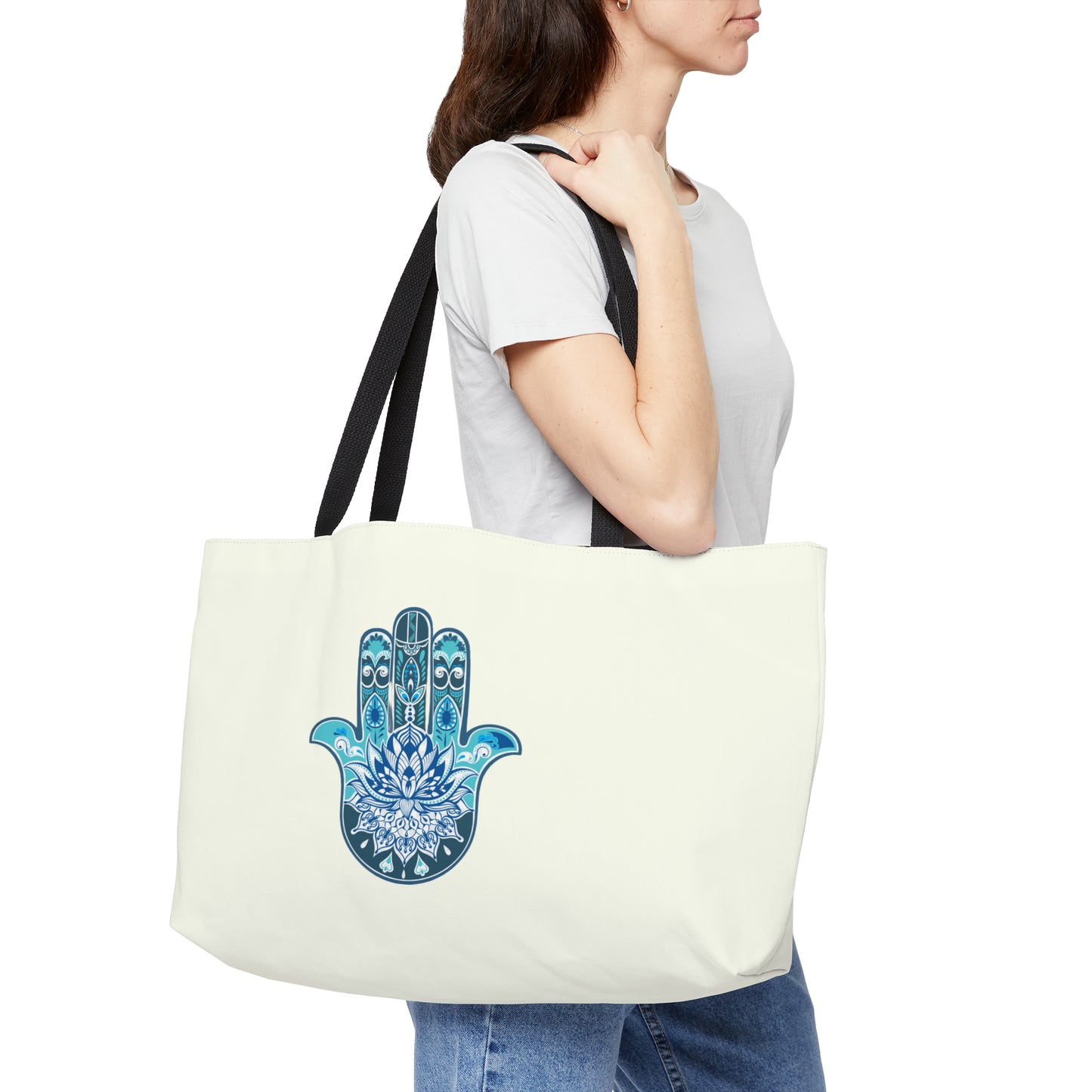 Hamsa - Chamsa - Lotus - Ivory  Big Tote Bag