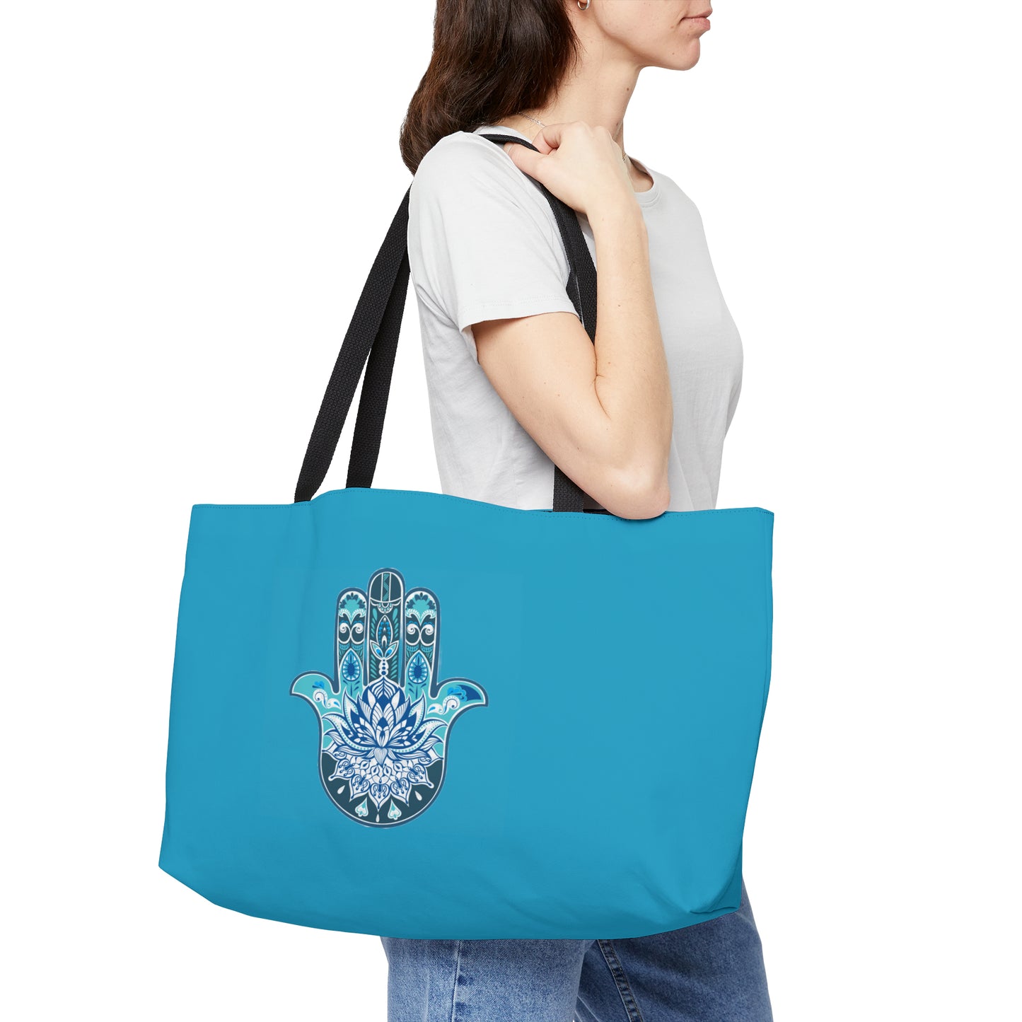 Hamsa - Chamsa - Lotus - Torquise  Big Tote Bag