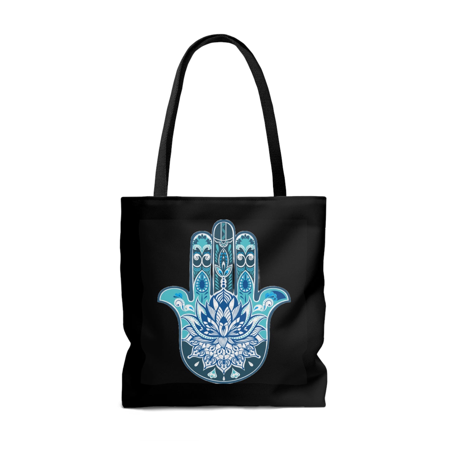 Hamsa - Chamsa - Lotus - Black Tote Bag