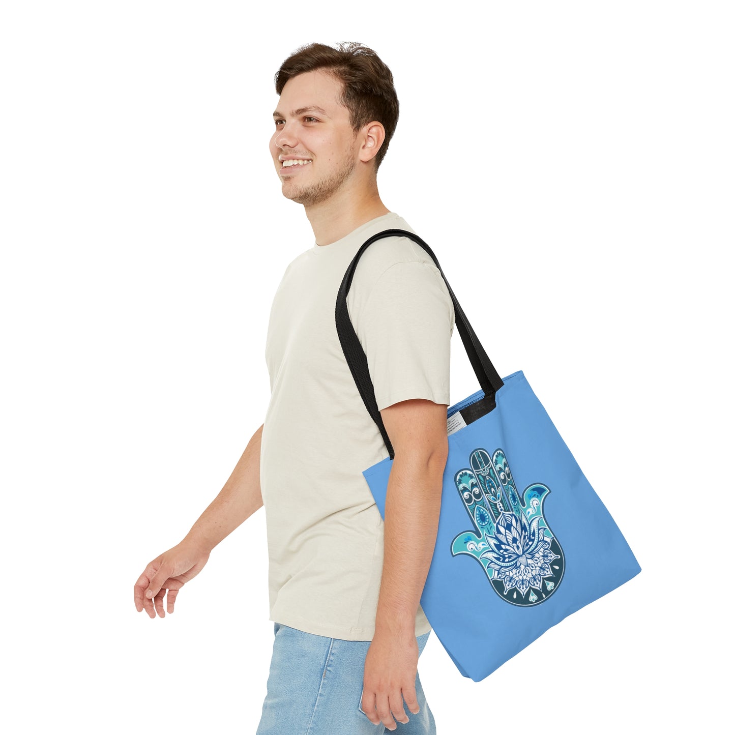 Hamsa - Chamsa - Lotus - Light Blue Tote Bag