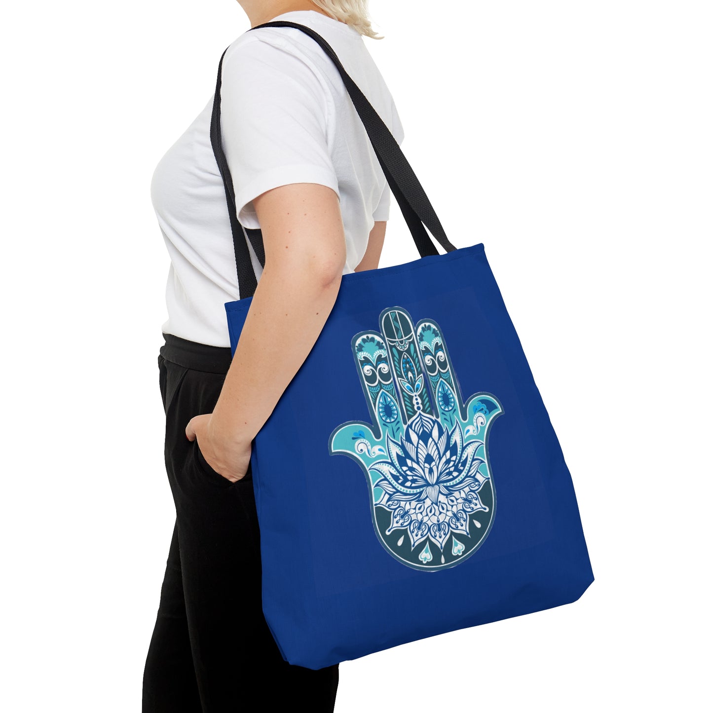 Hamsa - Chamsa - Lotus - Dark Blue Tote Bag