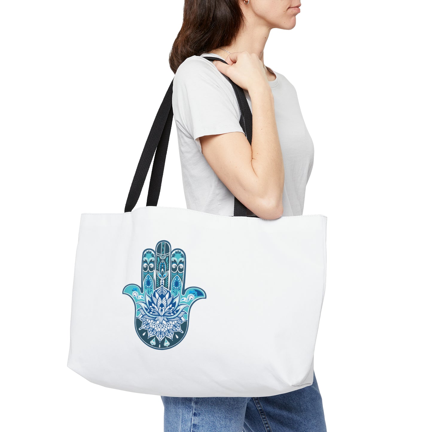 Hamsa - Chamsa - Lotus - White  Big Tote Bag