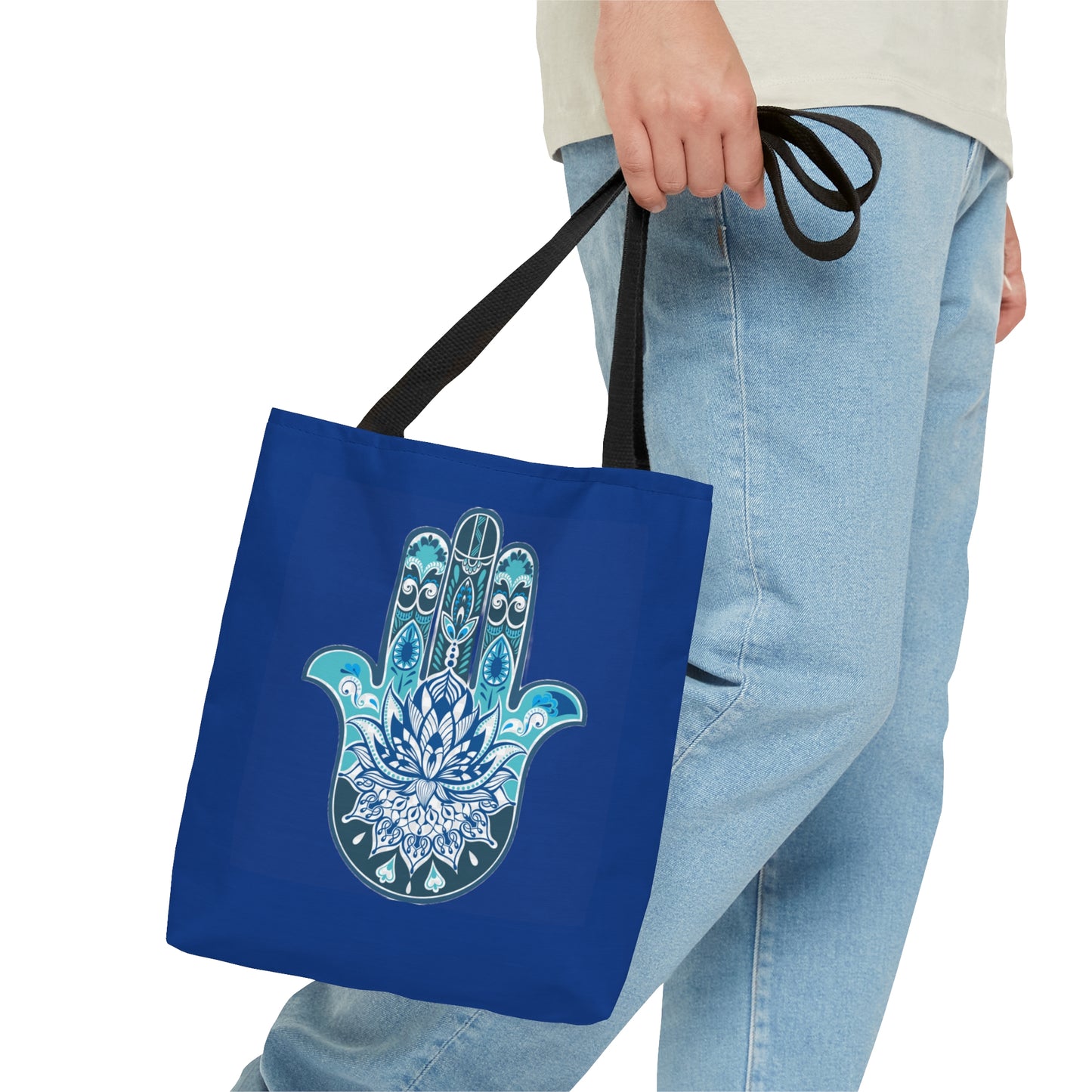 Hamsa - Chamsa - Lotus - Dark Blue Tote Bag