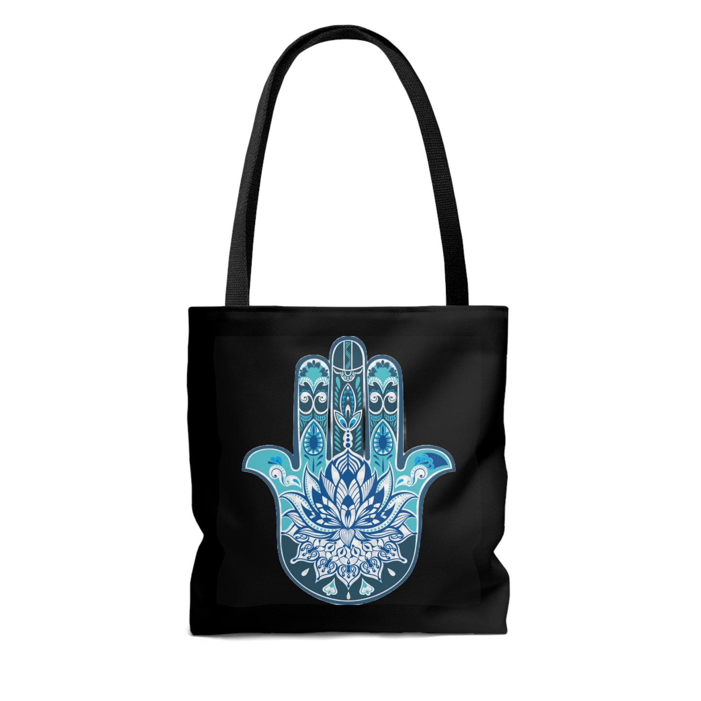 Hamsa - Chamsa - Lotus - Black Tote Bag