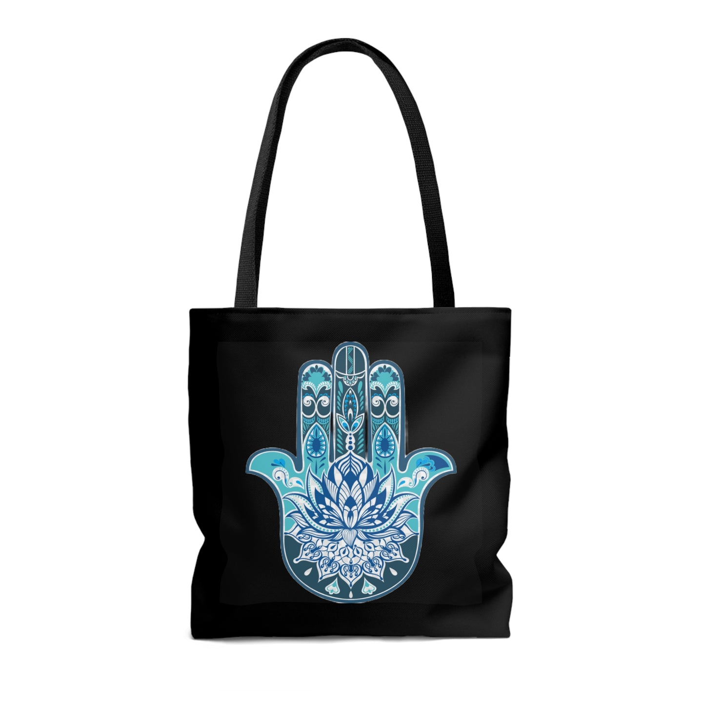 Hamsa - Chamsa - Lotus - Black Tote Bag